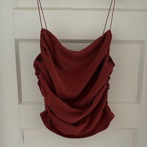 H&M Burgundy Draped Camisole Top